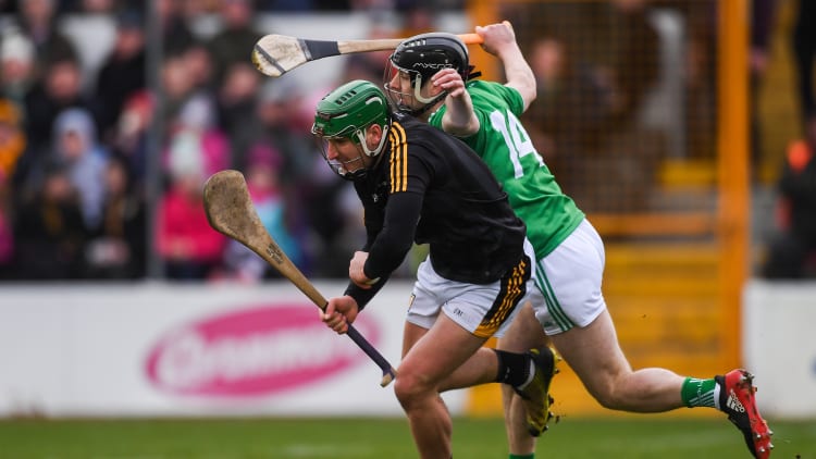 Eoin Murphy, Kilkenny, and Graeme Mulcahy, Limerick, during the Allianz Hurling League Division 1A game at Nowlan Park.