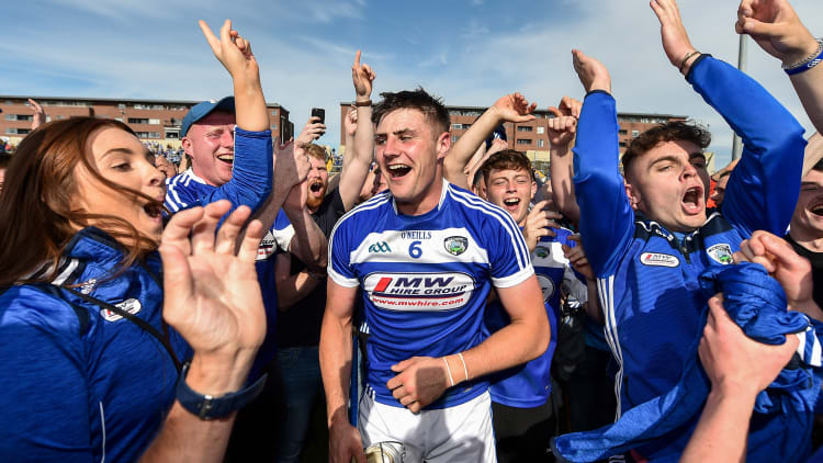 Ryan Mullaney celebrates following Laois' stunning All Ireland SHC Preliminary Quarter-Final win over Dublin at O'Moore Park.