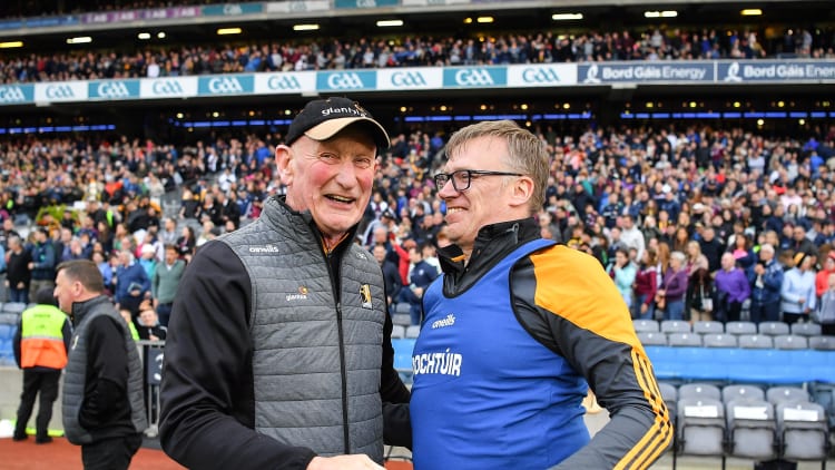 Kilkenny manager Brian Cody and Dr. Tadhg Crowley after the Leinster final between Galway and Kilkenny at Croke Park.