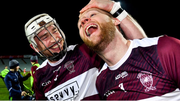 Borris-Ileigh players Brendan Maher, left, and Paddy Stapleton celebrate after the AIB GAA Hurling All-Ireland Senior Club Championship semi-final between St Thomas' and Borris-Ileigh at LIT Gaelic Grounds in Limerick.