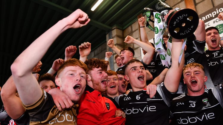Sligo players celebrating at Markievicz Park.