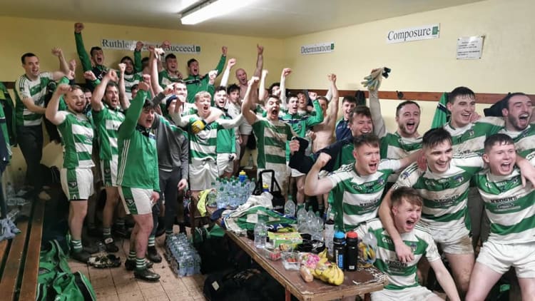 Oughterard players celebrate after their AIB All-Ireland Intermediate Football semi-final victory over Templenoe.