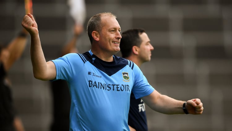 Tipperary manager Liam Cahill celebrates a late score during the 2019 Bord Gáis Energy GAA Hurling All-Ireland U20 Championship Final match between Cork and Tipperary at LIT Gaelic Grounds in Limerick.