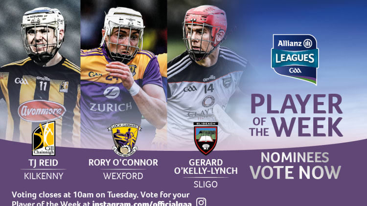 Kilkenny's TJ Reid, Wexford's Rory O'Connor, and Sligo's Gerard O'Kelly-Lynch are this week's nominees for GAA.ie Hurler of the Week.