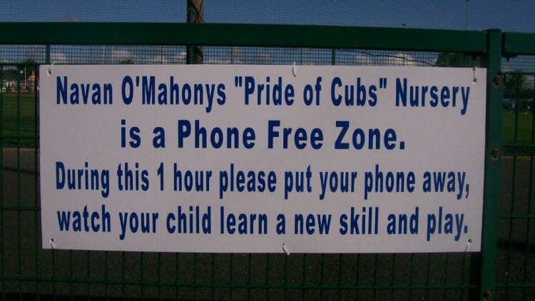 Navan O'Mahonys have banned phones from the sidelines at their juvenile team coaching sessions and home matches.