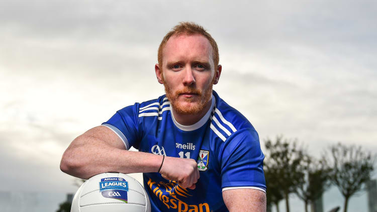 Cavan footballer Cian Mackey pictured at a media event ahead of Sunday's Allianz League Division One clash against Galway.