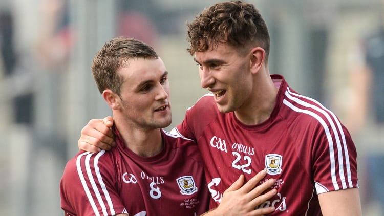 Celebrating following the 2017 All Ireland SHC Final win for Galway, Johnny Coen and Jason Flynn were in opposite camps at Kenny Park.