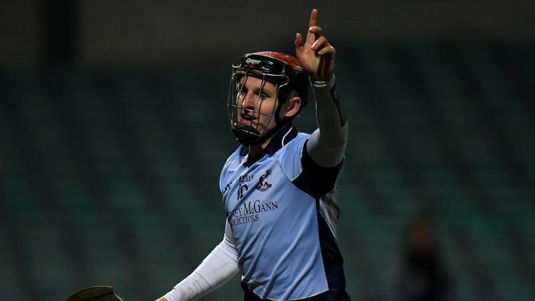 David Dempsey of Na Piarsaigh celebrates after scoring his side's first goal during the Limerick County Senior Club Hurling Championship Final against Doon.