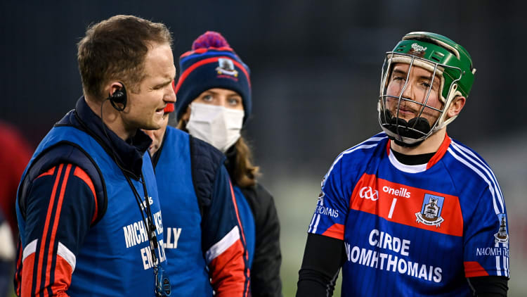 St Thomas' coach Tommy Fitzgerald and goalkeeper Gerald Kelly following the AIB All-Ireland Club SHC semi-final loss against Ballyhale Shamrocks in January.