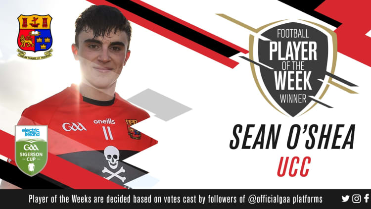 UCC's Sean O'Shea has been voted GAA.ie Footballer of the Week.