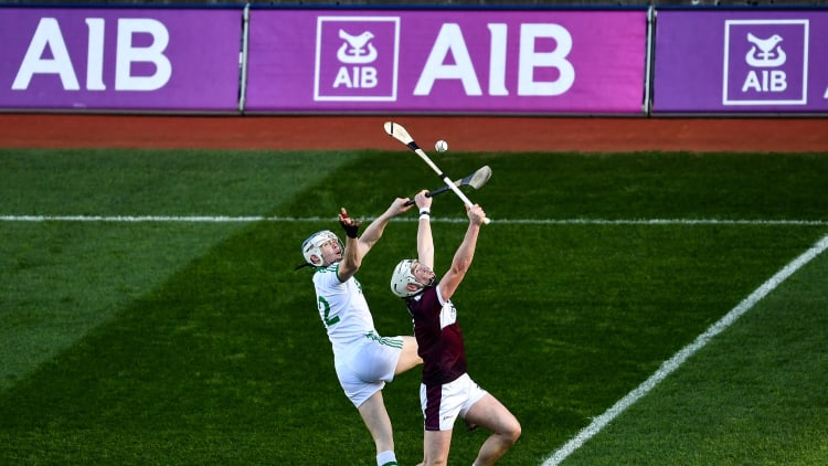 TJ Reid, Ballyhale Shamrocks, and Brendan Maher, Borris-Ileigh, during the AIB All Ireland Club Senior Hurling Championship Final at Croke Park.