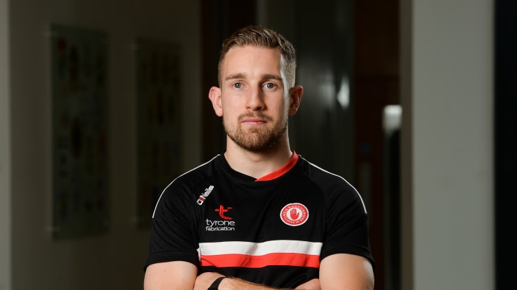 Tyrone's Niall Sludden pictured at a press event ahead of Sunday's All Ireland SFC Final.