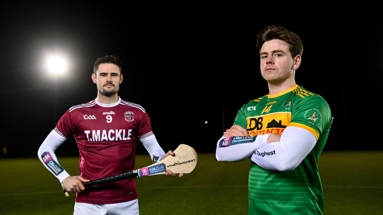 Conal Cunning of Dunloy GAC, right, and Chrissy McKaigue of Slaughtneil pictured ahead of the 2022 AIB Ulster GAA Hurling Senior Club Championship Final which takes place this Sunday, December 4th at 1.30pm at the Athletic Grounds, Armagh.