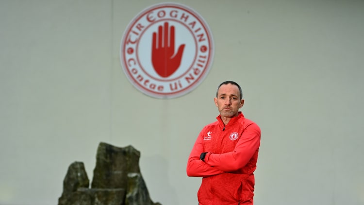 Tyrone joint-manager Brian Dooher poses for a portrait during a Tyrone senior football media conference at Tyrone GAA Centre in Garvaghey, Tyrone.