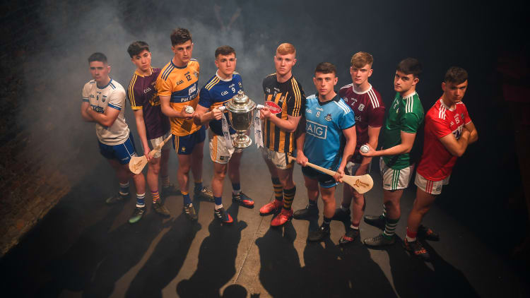 Billy Power, Waterford, Charlie McGuckin, Wexford, Diarmuid Ryan, Clare, Paddy Cadell, Tipperary, Adrian Mullen, Kilkenny, David Keogh, Dublin, Darren Morrissey, Galway, Ronan Connolly, Limerick, and Brian Turnbull, Cork, pictured at the launch of the 2019 Bord Gáis Energy GAA Hurling All-Ireland U-20 Championship.