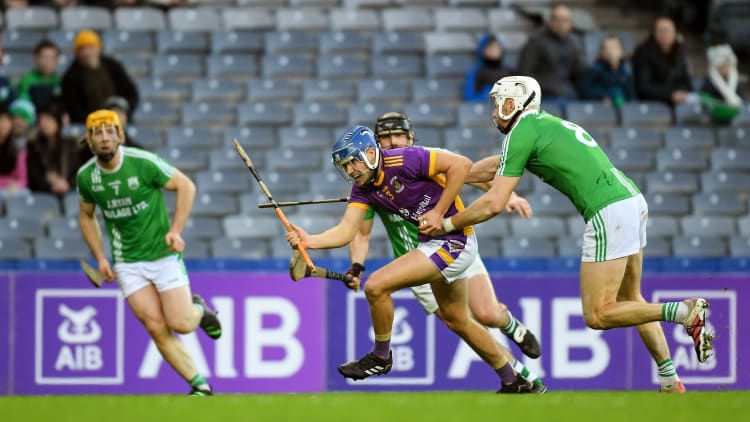 Dara Purcell, Kilmacud Crokes, and Jack Kavanagh, St Mullin's, in AIB Leinster Club SHC action at Croke Park.