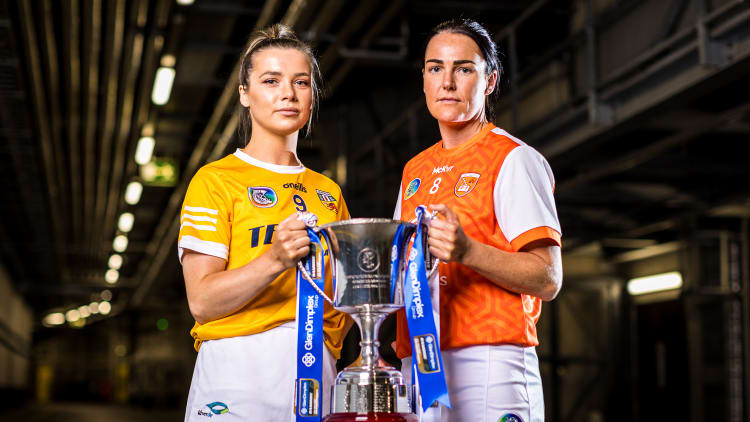 Emma Laverty, Antrim, and Michelle McArdle, Armagh, pictured ahead of the Premier Junior All-Ireland Camogie Final.