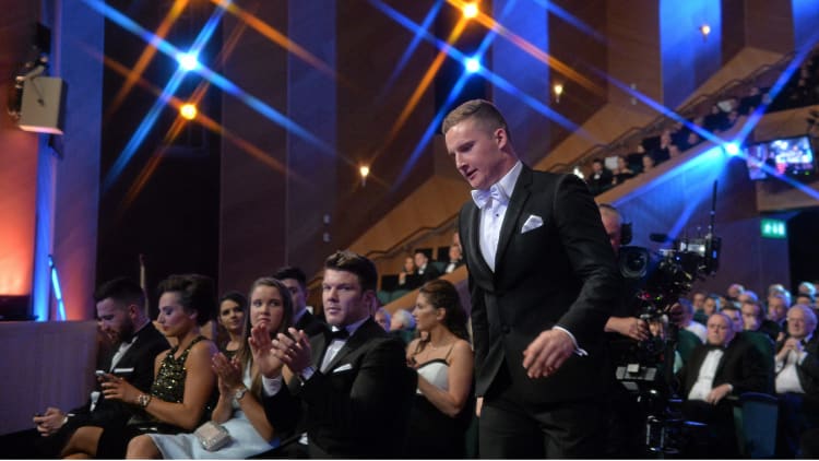 Ciaran Kilkenny goes to accept his All Star last November