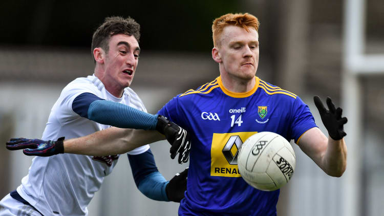 Chris O'Brien, Wicklow, and Eoghan Bateman, Kildare, in O'Byrne Cup action at Joule Park.