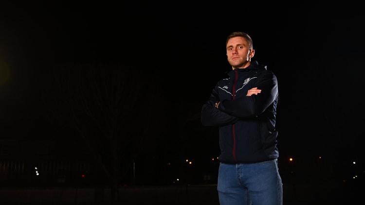 Galway hurler Aidan Harte pictured at a press briefing ahead of Sunday's All Ireland SHC semi-final against Limerick.