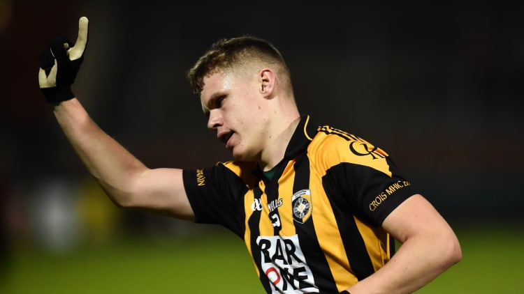 Crossmaglen Rangers' Oisin O'Neill celebrates at the Athletic Grounds.