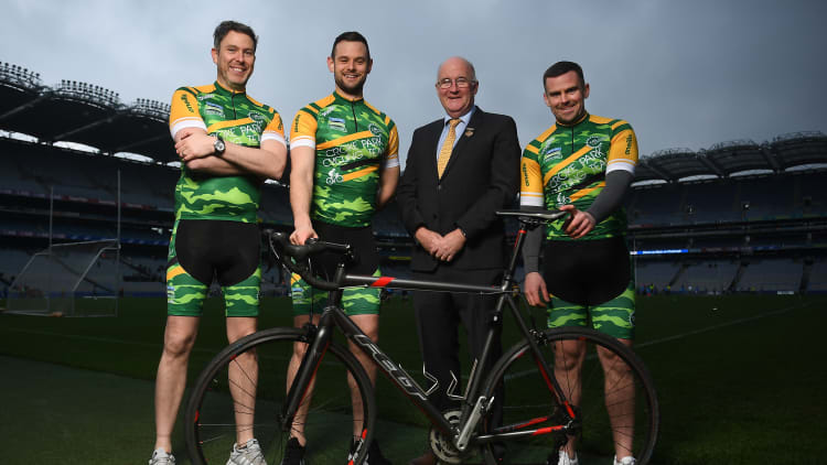 Dave Power, GAA Premium Ticket, Kevin Sexton, GAA Ticket Office, and Paul O'Donovan, Camogie Association pictured with Uachtarán Chumann Lúthchleas Gael John Horan.