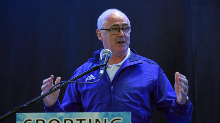 Liam Moggan speaking at a Sporting Excellence Conference in Castlebar in 2016.