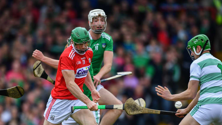 Cork's Seamus Harnedy is denied by a brave Nickie Quaid save at the Gaelic Grounds.