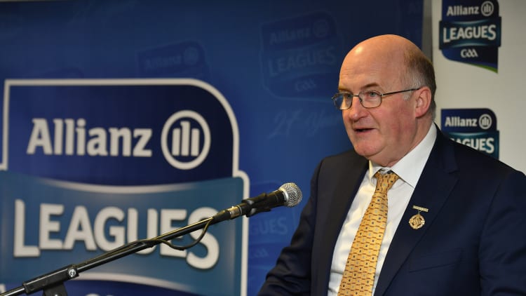 GAA President, John Horan, pictured speaking at the launch of the 2019 Allianz Hurling League.