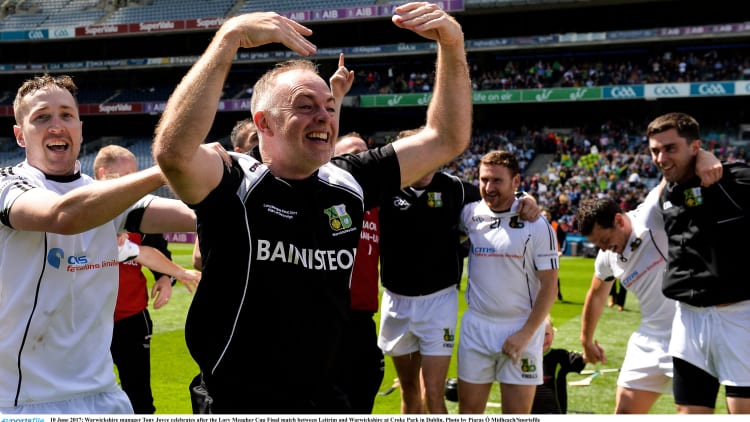 Warwickshire manager Tony Joyce celebrating at Croke Park.