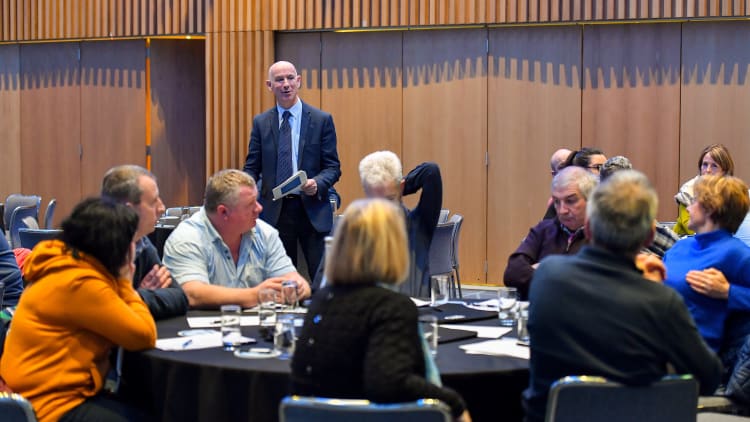Oliver Keating speaking during a workshop on Volunteer recruitment and retention during the National GAA Club Forum at Croke Park last year.