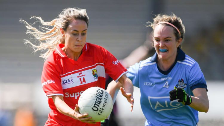Orla Finn, Cork, and Rachel Ruddy, Dublin, in action at Nowlan Park.
