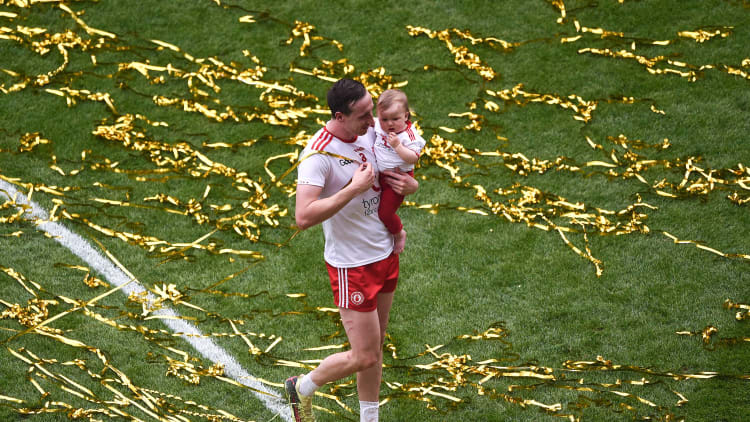 Colm Cavanagh with his daughter Chloe after Sunday's All Ireland SFC Final at Croke Park.