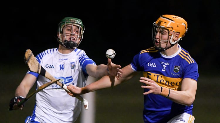Michael Kiely, Waterford, and Connor Whelan, Tipperary, in Bord Gais Energy Munster Under 20 Hurling Championship action at Fraher Field.