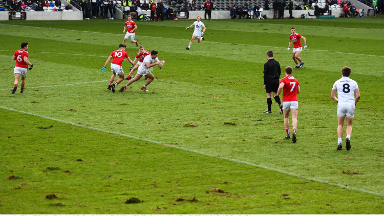 Action from last Sunday's Allianz Football League clash between Cork and Kildare at Páirc Uí Chaoimh.