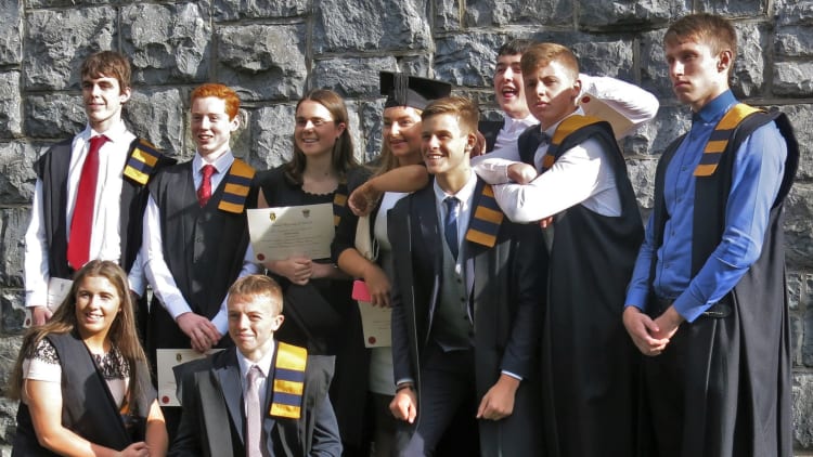 Mairead Martin (third from left, back row) with her fellow Cuala club-members on their graduation from the Dermot Earley Youth Leadership Initiative in 2017.