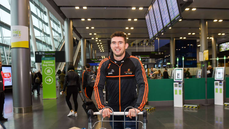 Colm Begley, GPA, arrives at Dublin Airport prior to the departure of the GAA-GPA PwC Football All-Stars tour to Philadelphia.