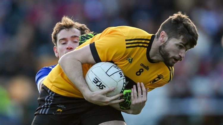 Darragh Mulgrew, St Eunan's and Ciaran Thompson, Naomh Conaill, during the Donegal SFC Final.