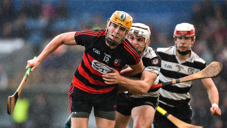 Brian O'Sullivan, Ballygunner, and Sean O'Leary-Hayes, Midleton, in action at Walsh Park.