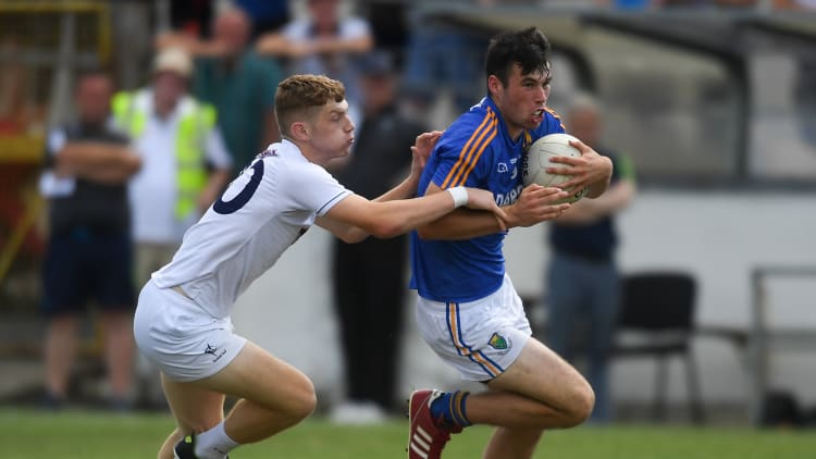 Seán Doody of Wicklow in action against Drew Costello of Kildare during the Electric Ireland Leinster GAA Minor Football Championship Semi-Final.