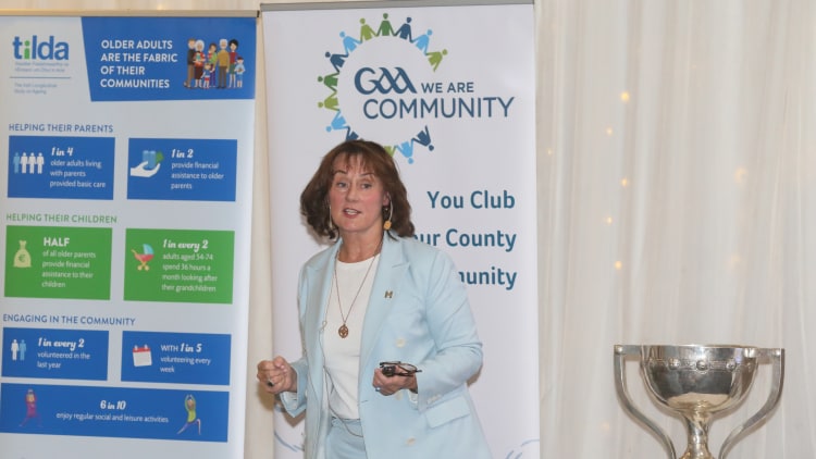 Professor Rose Anne Kenny speaking at the GAA/TILDA 'How to Age Well' event in Castlebar last month.