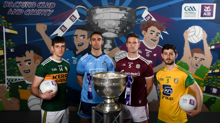 Pictured at AIB’s launch of the 2019 All Ireland Senior Football Championship were, from left, Kerry and Dingle footballer Paul Geaney, Dublin and Ballymun Kickhams footballer James McCarthy, Galway and Tuam Stars footballer Gary O’Donnell, and Donegal and Cill Chartha footballer Ryan McHugh.