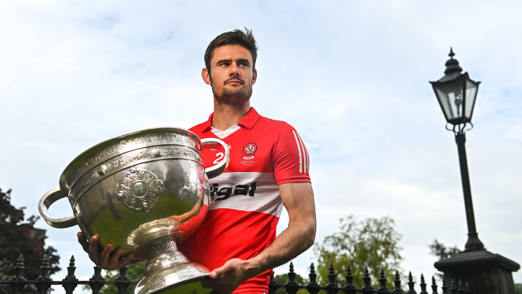 Chrisy McKaigue of Derry poses for a portrait during the launch of the GAA Football All Ireland Senior Championship Series in Dublin.