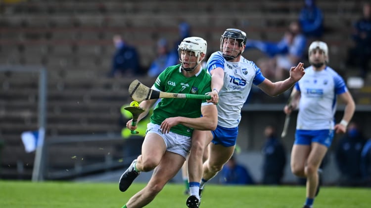 Kyle Hayes of Limerick in action against Larlaith Daly of Waterford during the Allianz Hurling League Division 1 Group A Round 3 match between Waterford and Limerick at Walsh Park in Waterford.