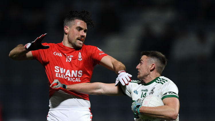 Benny Carroll of Portlaoise in action against Cormac Mullins of Éire Óg during the AIB Leinster GAA Football Senior Club Championship Semi-Final match between Portlaoise and Éire Óg at MW Hire O’Moore Park in Portlaoise, Co Laois.