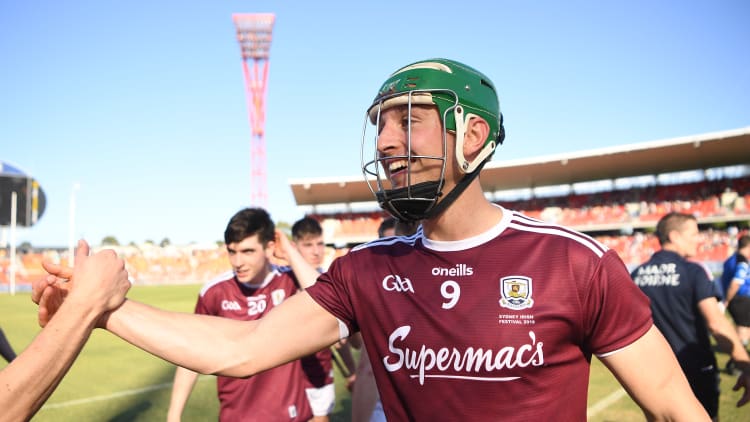 Galway's Niall Burke is congratulated after hitting what proved to be the winning free in the Wild Geese Trophy clash with Kilkenny.
