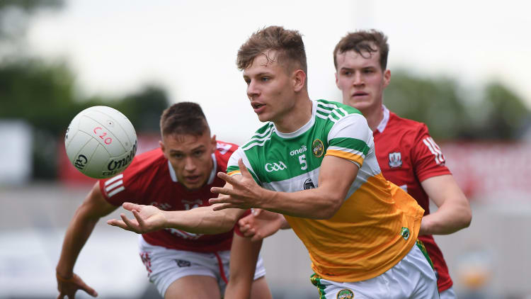 Rory Egan, Offaly, and Cork's Colm Walsh and Michael O'Nell in EirGrid All Ireland U20 semi-final action.