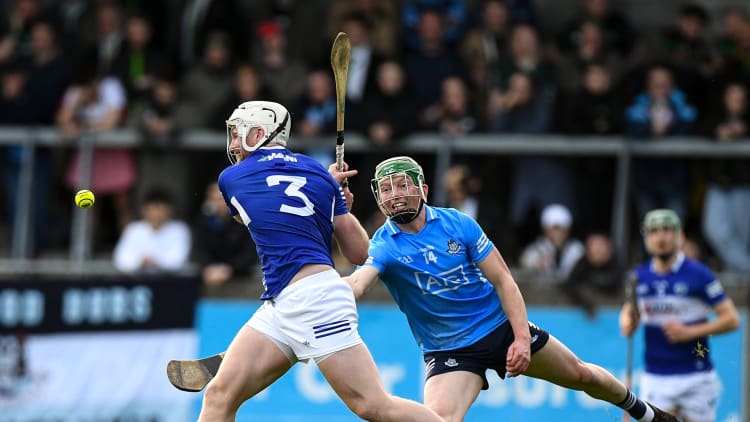Ciarán McEvoy, Laois, and Fergal Whitley, Dublin, in Leinster SHC action at Parnell Park.