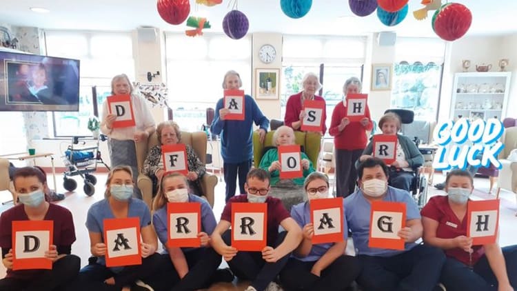 Residents of St. Anthony's nursing home show their support for Oola GAA's 'Dash for Darragh' fundraiser.
