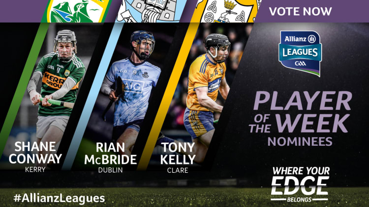 Kerry's Shane Conway, Dublin's Rian McBride, and Clare's Tony Kelly are this week's GAA.ie Hurler of the Week nominees.